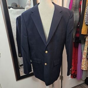NWT Louis Martin Hopsack Navy Blue Gold‎ Button Blazer Wool Size 42R